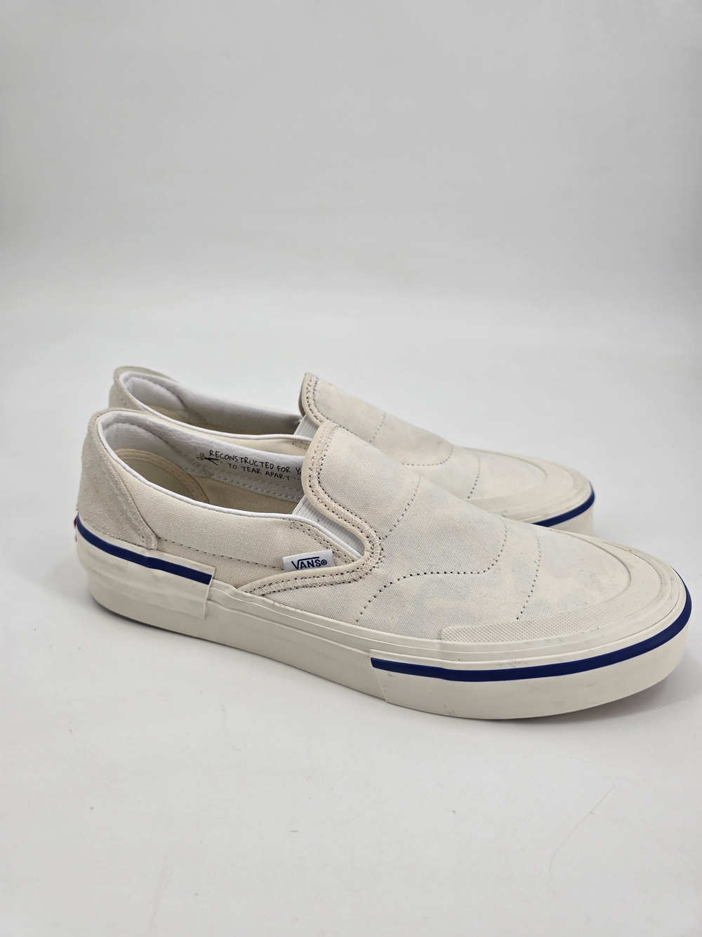 Vans White Canvas Slip-On Reconstruct Marshmallow Sneakers Size 9.5 NWOB